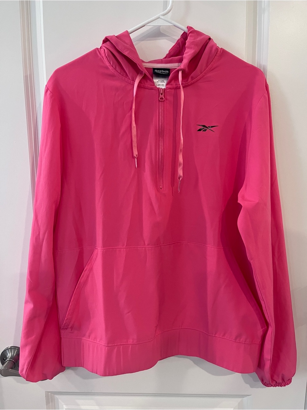 Reebok Hot Pink Half Zip Lightweight Anorak Windbreaker Hoodie M